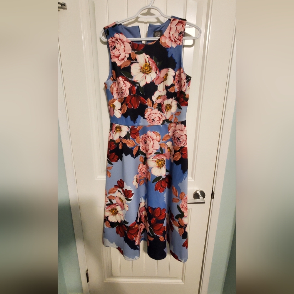 Vince Camuto Floral Midi Dress - Blue and Pink